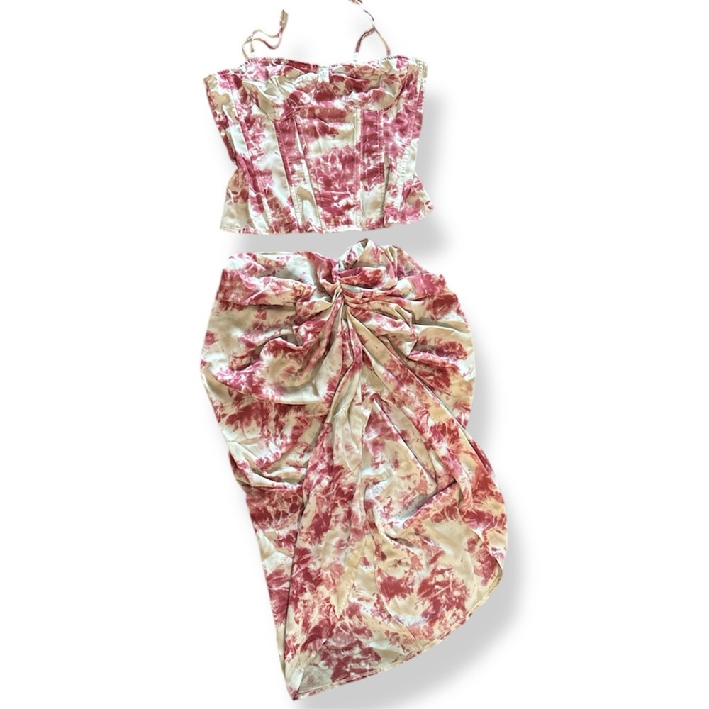 PrettyLittleThing Red and Cream Corset Top